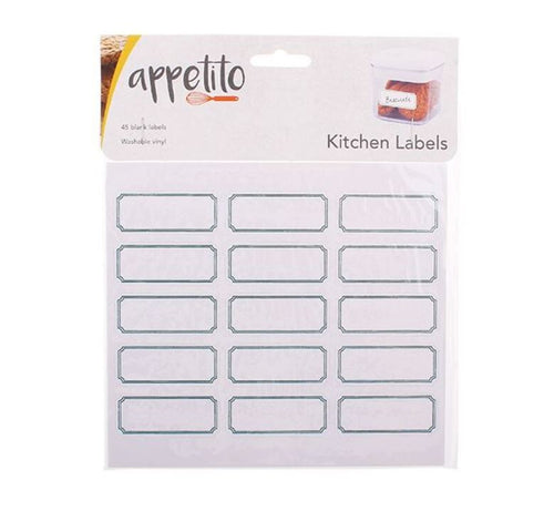 Appetito blank kitchen labels, shown on their retail sheet