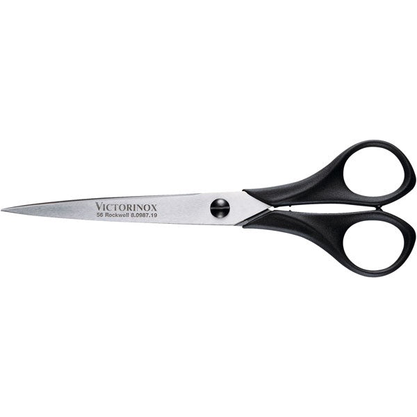 Victorinox household scissors, 19cm, with black handles and long stainless steel blades