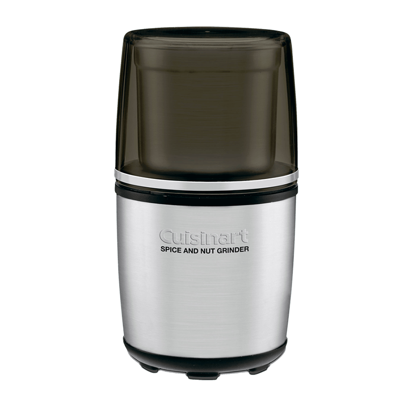 Cuisinart nut and spice grinder in black with a stainless steel base