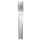 RSVP Endurance spring skewer set, four long stainless steel skewers with coiled ends