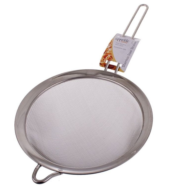 Appetito stainless steel mesh strainer, 14.5cm, with a hooked handle