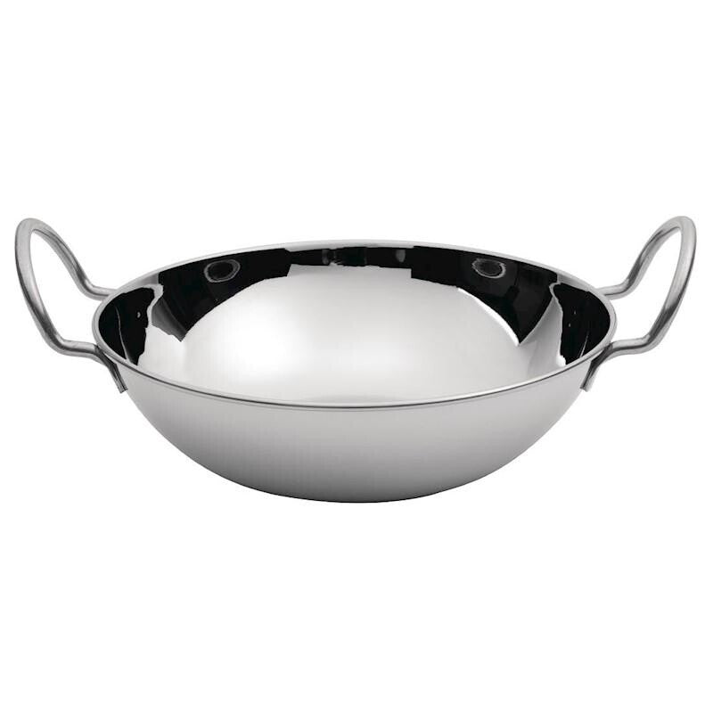 Avanti balti dish in polished stainless steel with two side handles