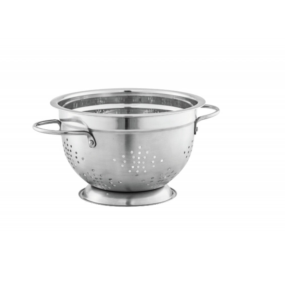 Avanti deep stainless steel colander with two side handles and a footed base