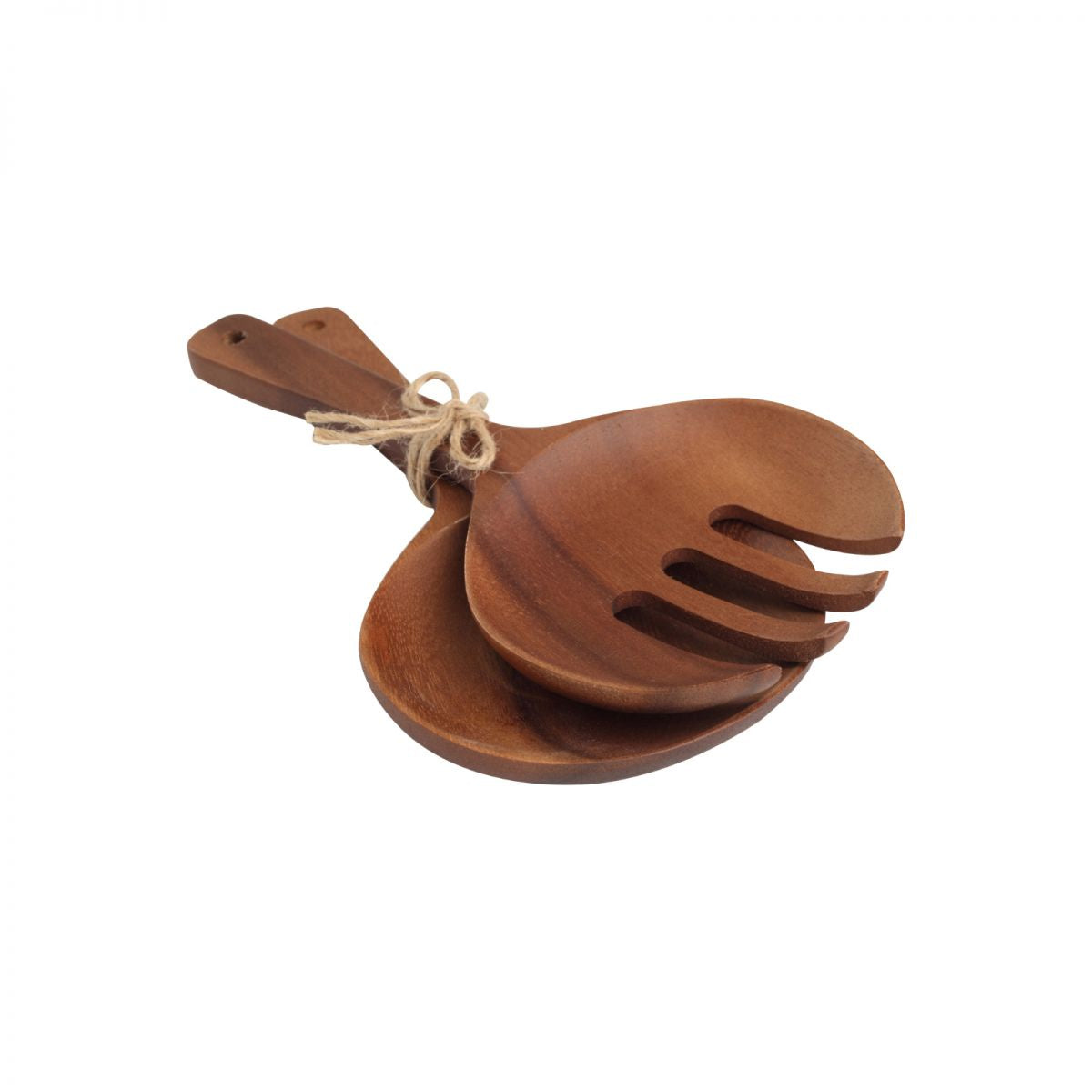 T & G Tuscany Siena salad servers, a pair in dark wood tied with twine