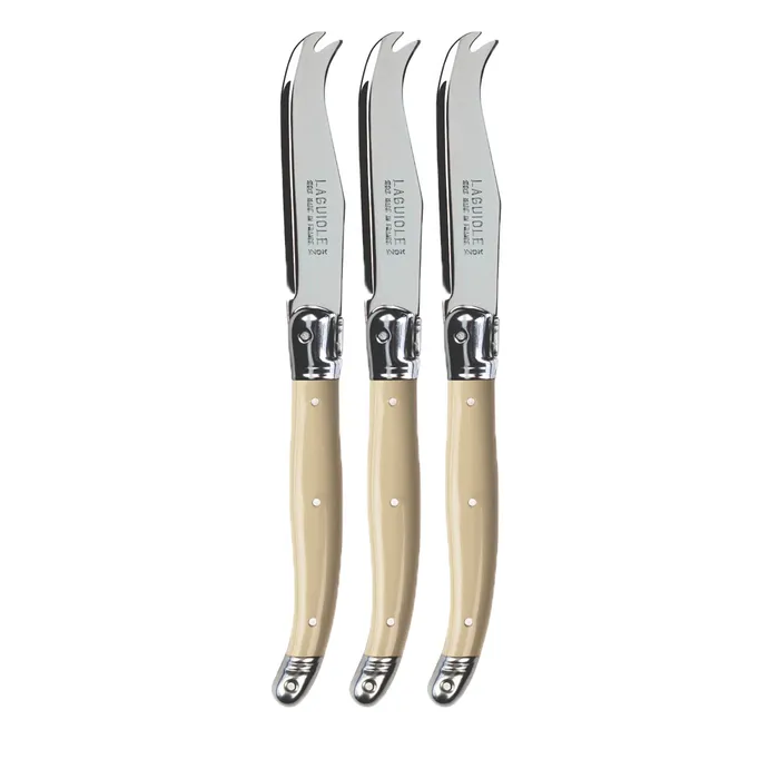 Andre Verdier Laguiole fromagette cheese knives, three with cream handles