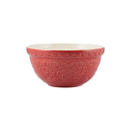 Mason Cash In The Forest mixing bowl in red with an embossed hedgehog design and a cream interior