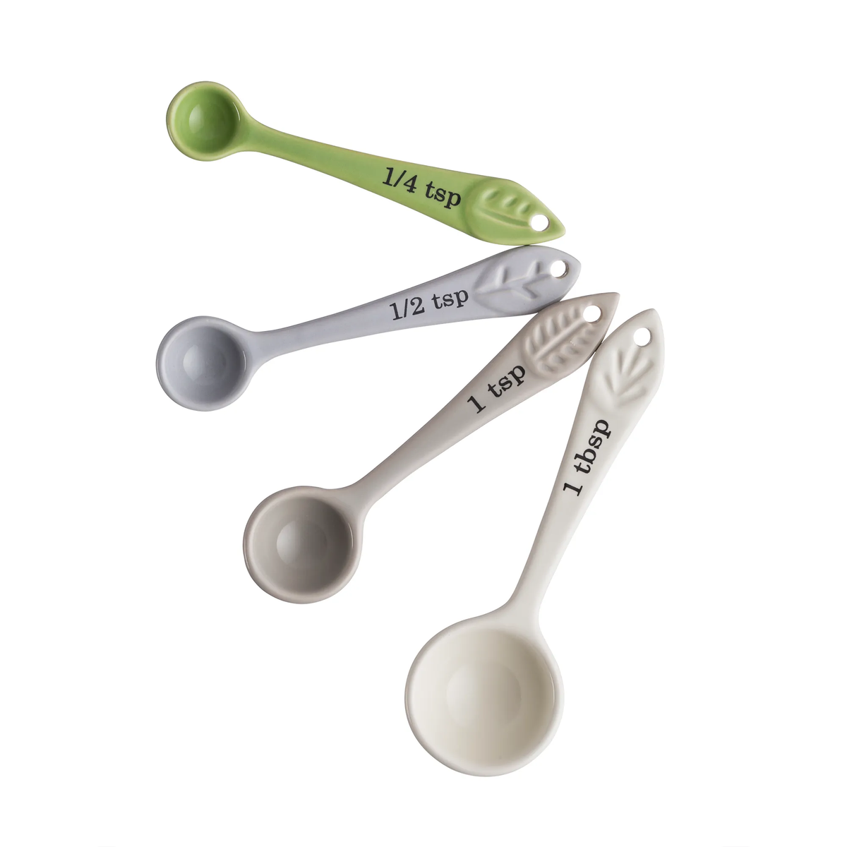Mason Cash In The Forest measuring spoons, a set of four in cream with embossed woodland detail