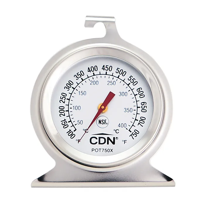 CDN ProAccurate hi-heat oven thermometer with a hanging hook