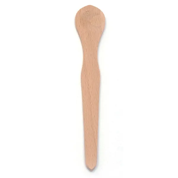 Dishy beechwood mustard spoon with a small round bowl
