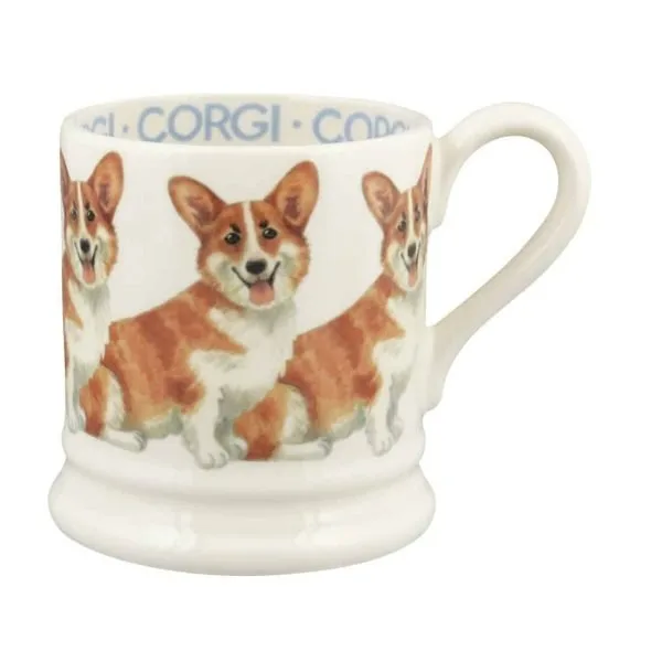 Emma Bridgewater Pembroke Welsh Corgi half pint mug with illustrated corgis