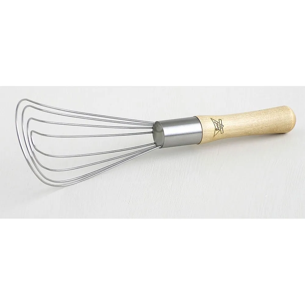Best flat gravy and roux whisk with a wooden handle and a steel flat wire head