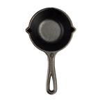 Lodge cast iron melting pot with a long handle and two pouring spouts