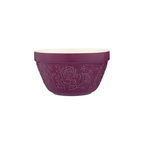 Mason Cash pudding basin in plum purple with an embossed rose and wildflower design
