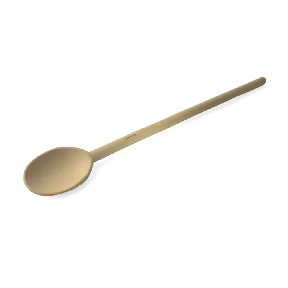 French Woodware wooden spoon, 40cm, in pale beechwood with a round bowl
