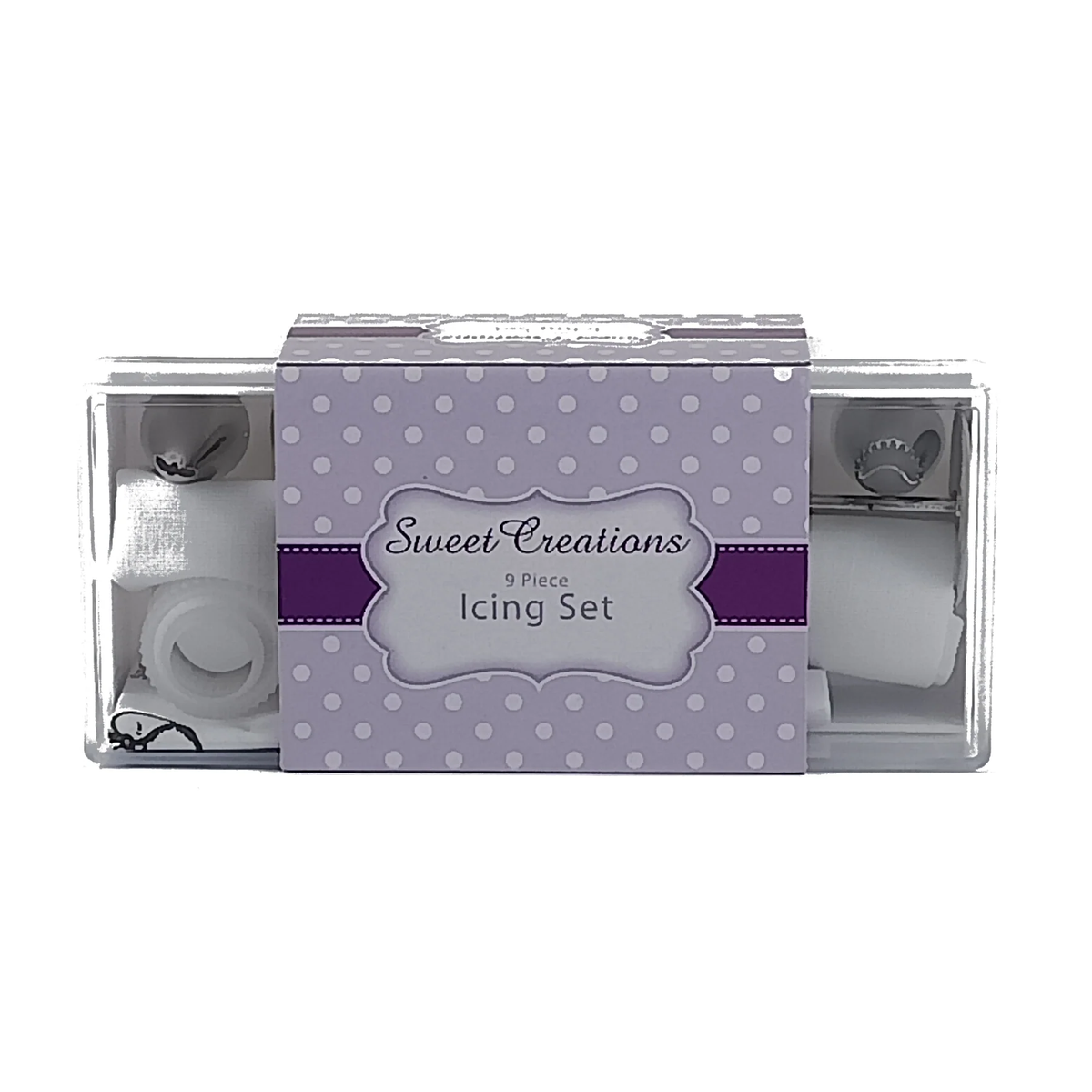 Sweet Creations 9 piece icing set, shown in its packaging