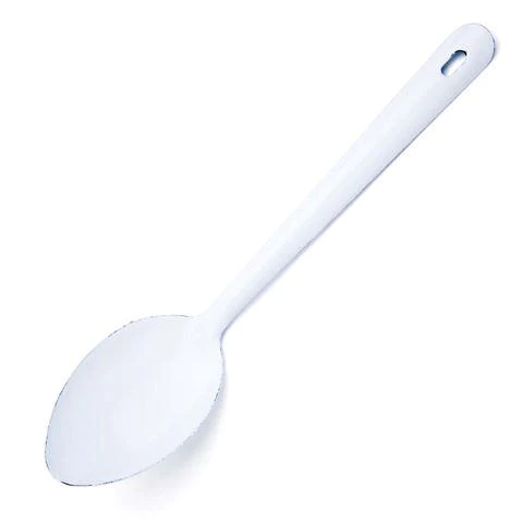 Falcon Enamelware serving spoon in white with a long handle