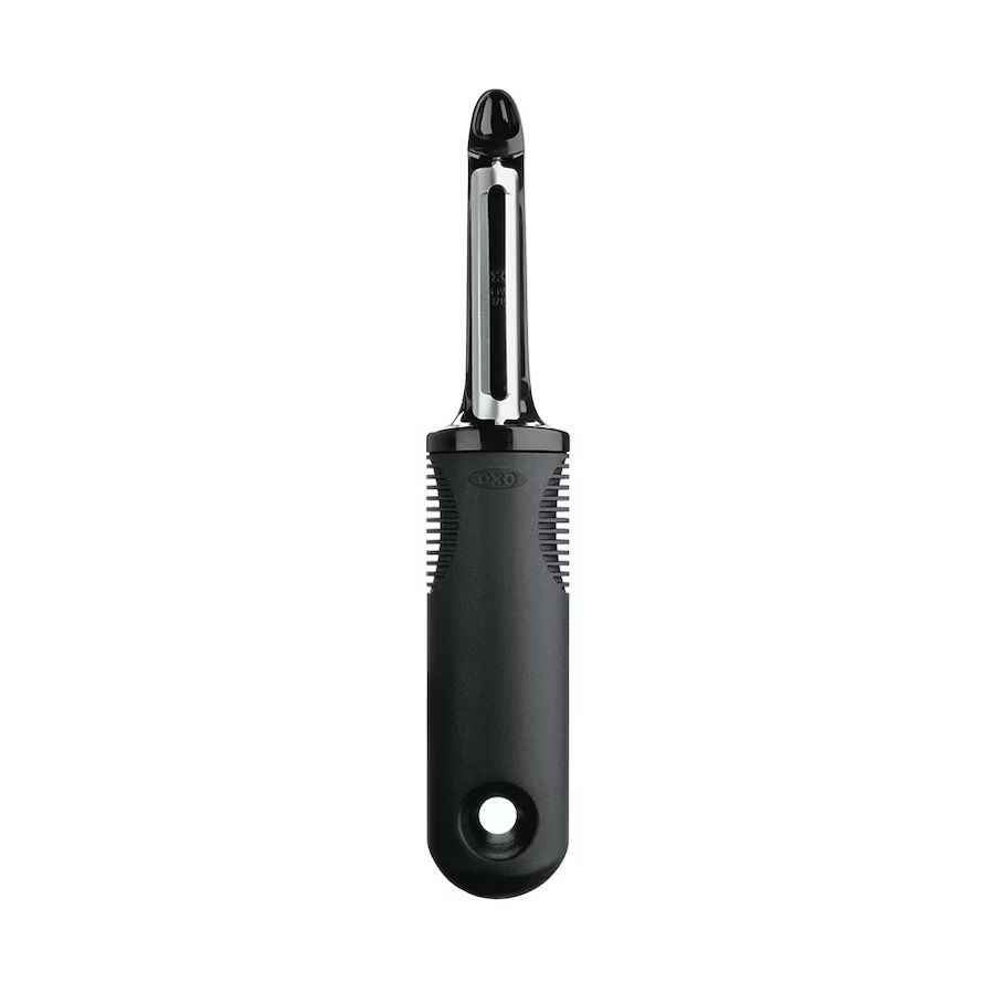 OXO Good Grips swivel peeler with a black handle