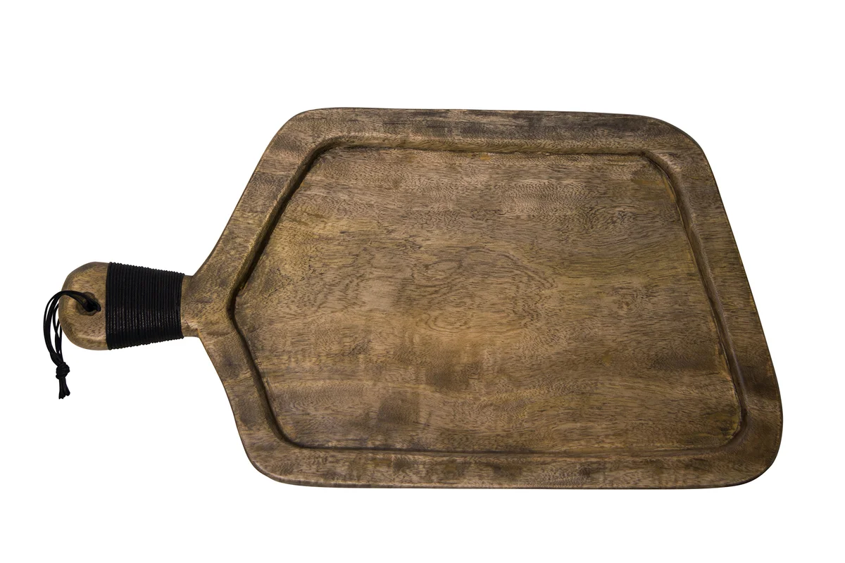Maytime rectangular paddle board in grey wash wood with a leather hanging loop