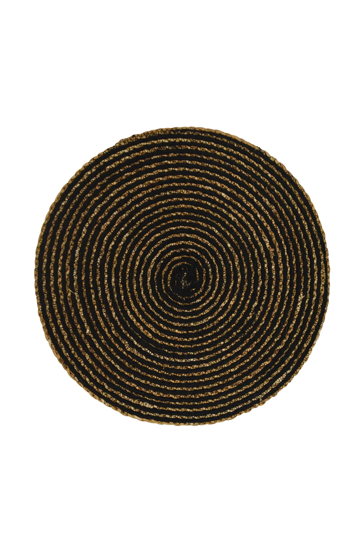 Maytime round placemat in black with gold woven detail