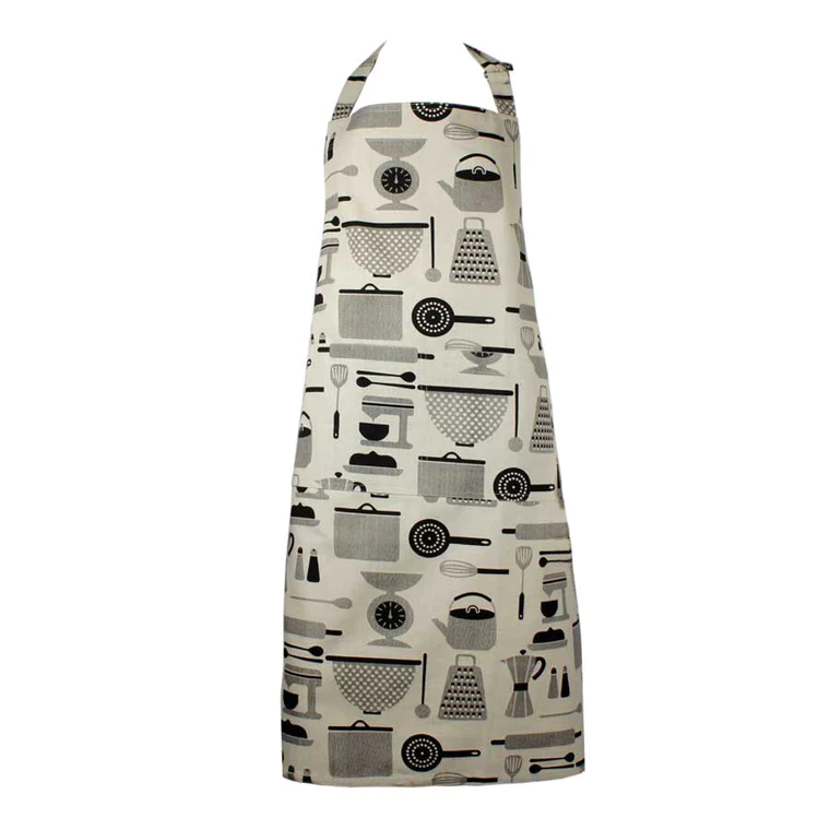 HotHouse Baking apron with an illustrated pattern of kitchen tools in grey