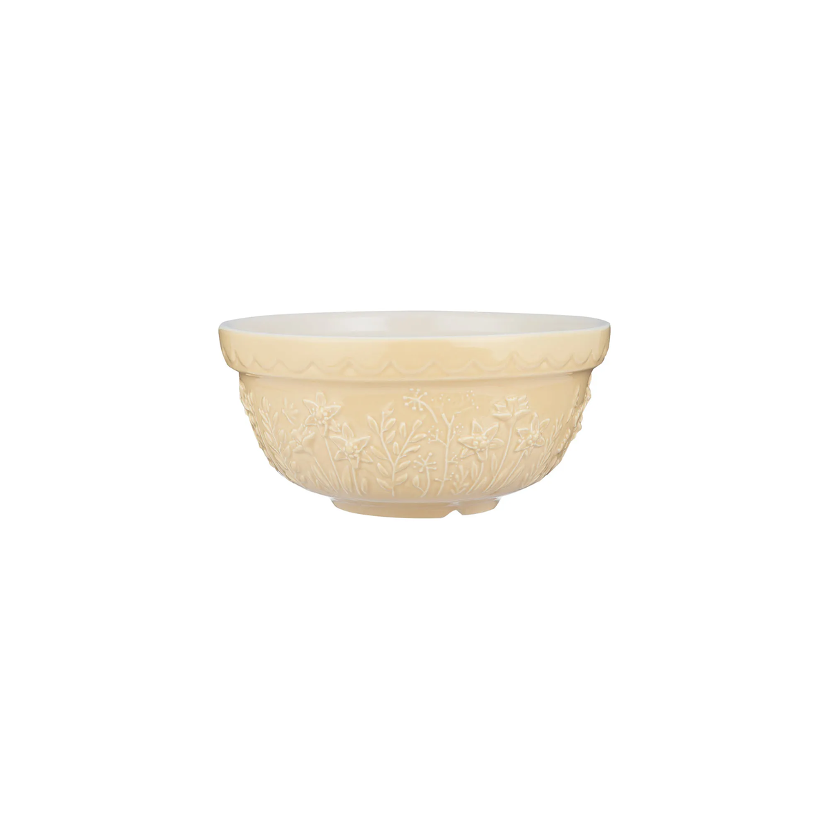 Mason Cash Daffodil mixing bowl in pale yellow with an embossed diamond pattern