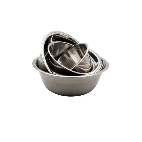 DISSCO stainless steel mixing and whisking bowls, a nested set
