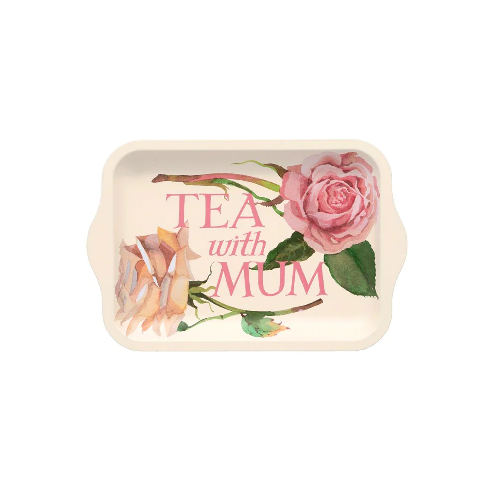 Emma Bridgewater small tray with a Roses design and Tea with Mum lettering with pink and cream roses