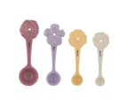 Mason Cash In The Meadow measuring spoon set of four with flower shaped handles in pink, lilac, yellow and cream