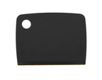 Epicurean bench scraper in black with a round hole and a flat edge