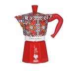 Bialetti Dolce & Gabbana Moka Express 6 cup in red with a colourful Sicilian tile pattern