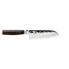 Kai Shun Premier santoku knife, 14cm, with a hammered Damascus blade and a dark wood handle