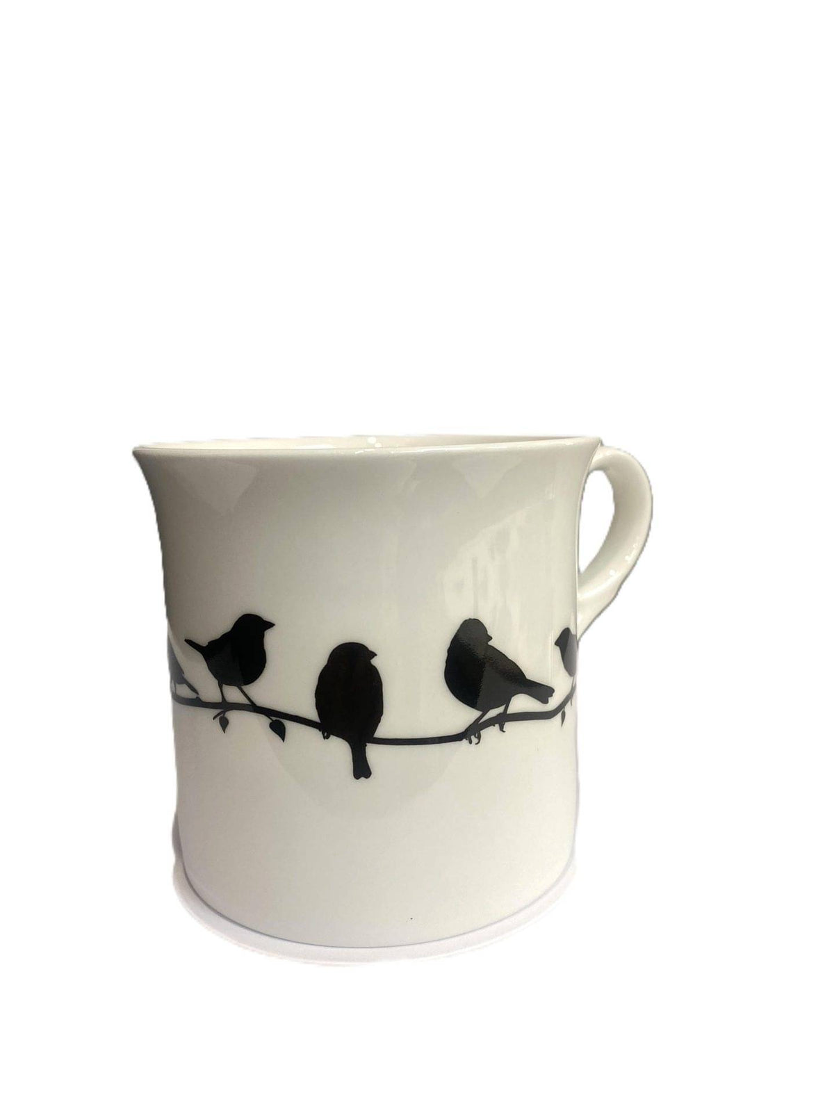 Heritage Silhouette Black Birds mug with illustrated birds on a wire in black and white