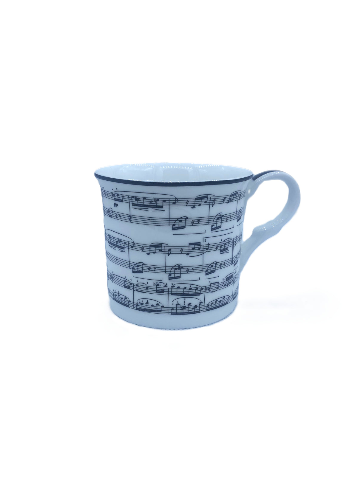 Heritage Palace Sheet Music mug with an illustrated musical score pattern