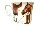 Heritage Palace mug with a Horse Riding design of a saddle, boots, horseshoe and riding crop