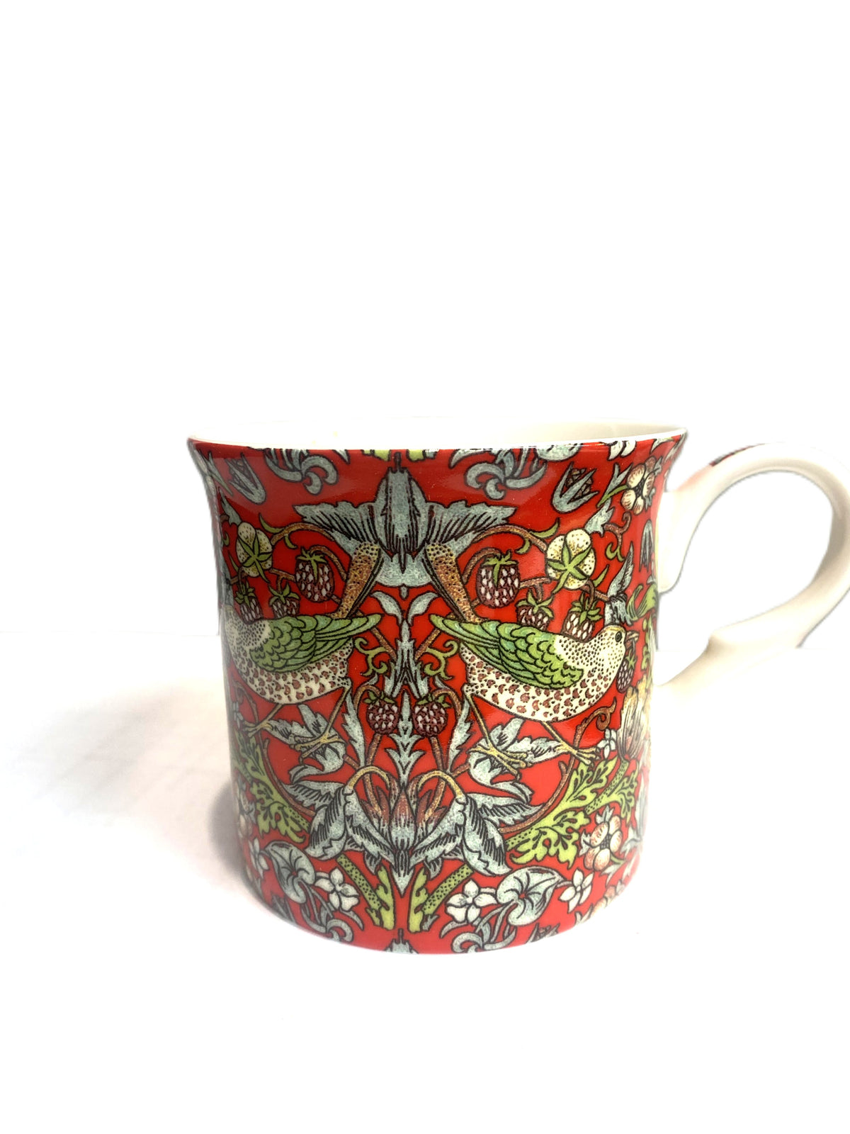 Heritage Palace mug with a red William Morris Strawberry Thief pattern