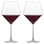 Schott Zwiesel Pure Burgundy glasses, a pair filled with red wine