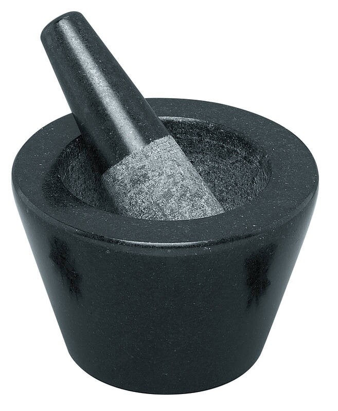 Avanti conical mortar and pestle in black speckled granite