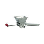 Avanti stainless steel hand-crank herb mill with a red handle and a hopper
