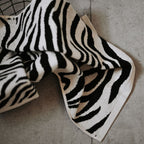 Baksana zebra jacquard finger towel in black and white stripes